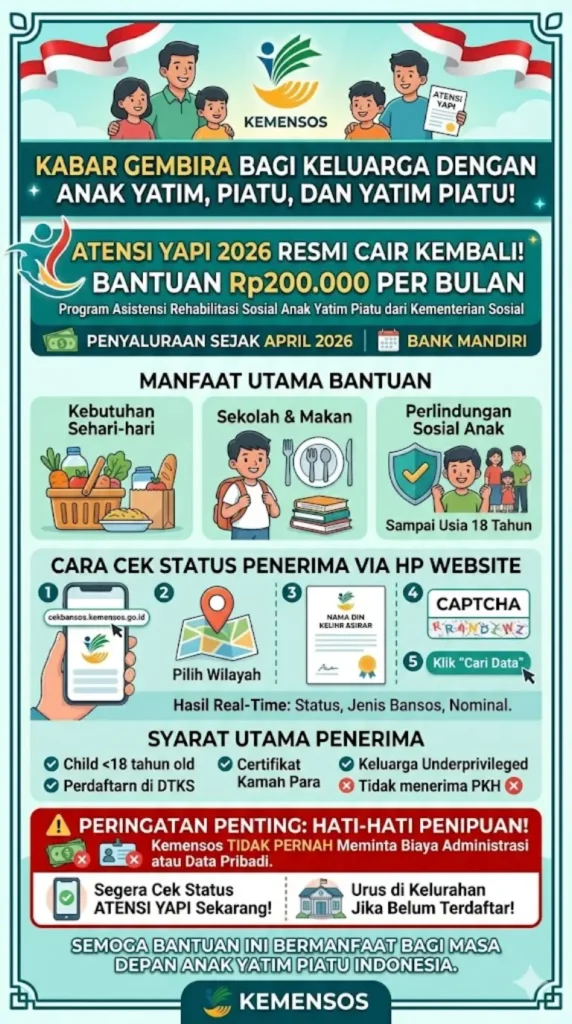 ATENSI YAPI 2026 Resmi Cair Lagi Ini Cara Cek Penerima Bantuan Rp200.000 per Bulan