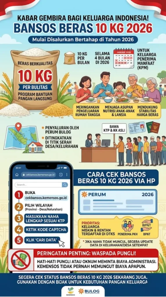 Bansos Beras 10 Kg 2026 Resmi Disalurkan Ini Cara Cek dan Jadwal Lengkap