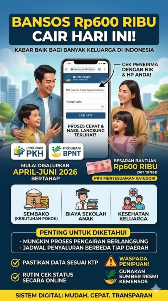 Bansos Rp600 Ribu Cair Hari Ini Cek Penerima PKH dan BPNT Lewat NIK