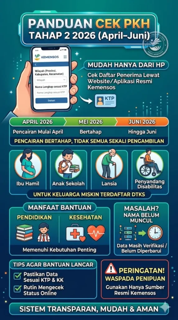 Cara Cek PKH Tahap 2 2026 Lewat HP Ini Jadwal April–Juni dan Syarat Terbaru