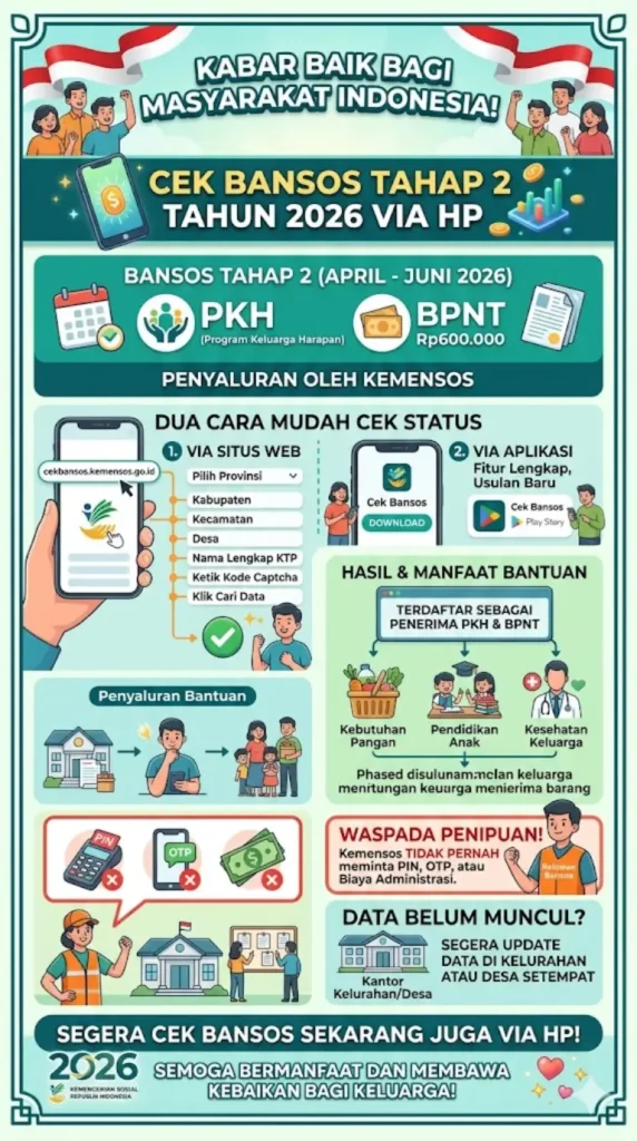 Cek Bansos Tahap 2 Tahun 2026 via HP Begini Langkah Mudahnya