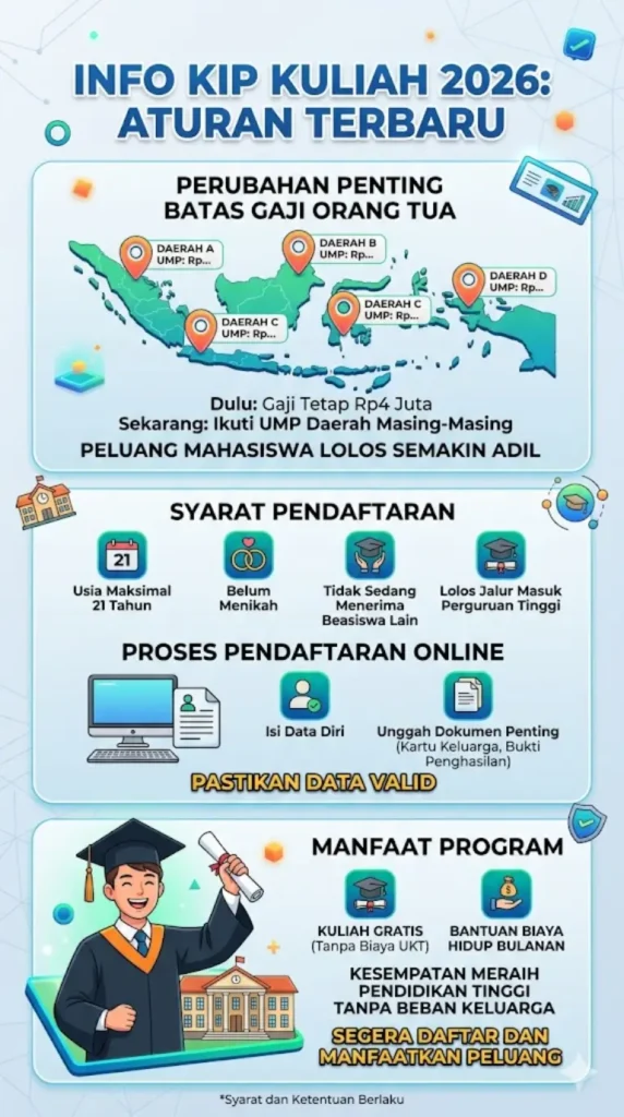 KIP Kuliah 2026 Aturan Terbaru Batas Gaji Orang Tua Sesuai UMP Daerah