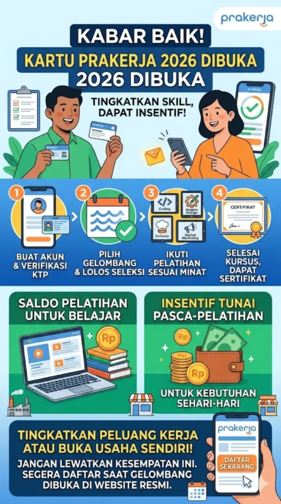 Kartu Prakerja 2026 Dibuka Ini Cara Daftar dan Syarat Dapat Insentif
