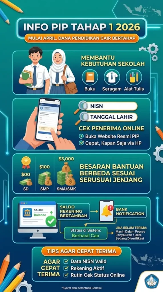 PIP Tahap 1 2026 Mulai April Ini Cara Cek Penerima dan Tanda Pencairan
